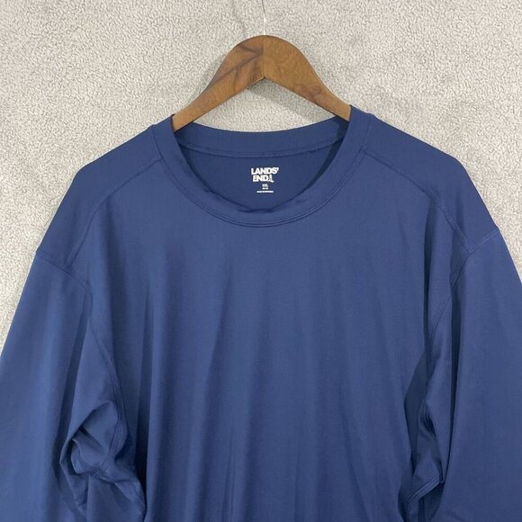 NWOT Lands End Mens XXL Long-Sleeve Navy Crewneck T-Shirt Nylon spandex - Picture 6 of 7